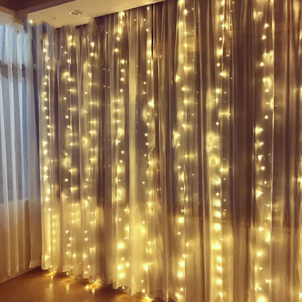 Christmas 3*3 Led Curtain Light String Eu/us Plug 220v 110v New Year Holiday Decoration Flexible Window Lighting Wedding Partych