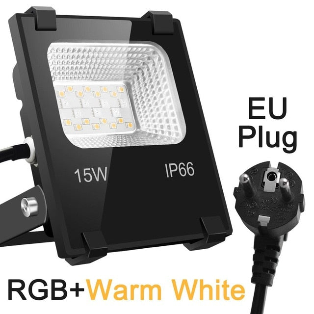 Smart Floodlight LED Outdoor Light RGB 15W Bluetooth4.0 360 APP Group Control IP66 Garden Waterproof Color Changing Spotlight