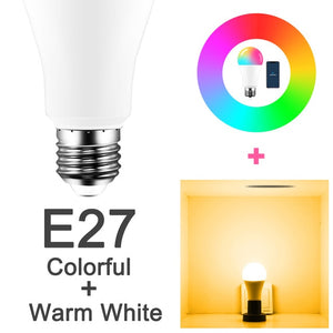 15W WiFi Smart Light Bulb B22 E27 LED RGB Lamp Work with Alexa/Google Home 85-265V RGB+White Dimmable Timer Function Magic Bulb