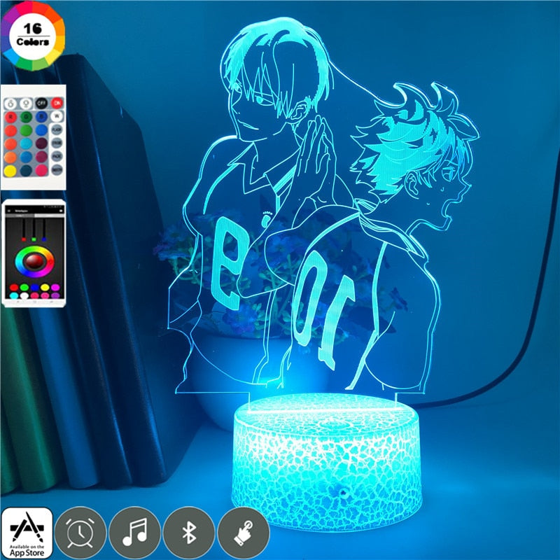 3d 7 Colors Night Lights Japanese Anime lamp Haikyuu Volleyball Boy Character Image Popular Led Table Lamp Smart Phone Control