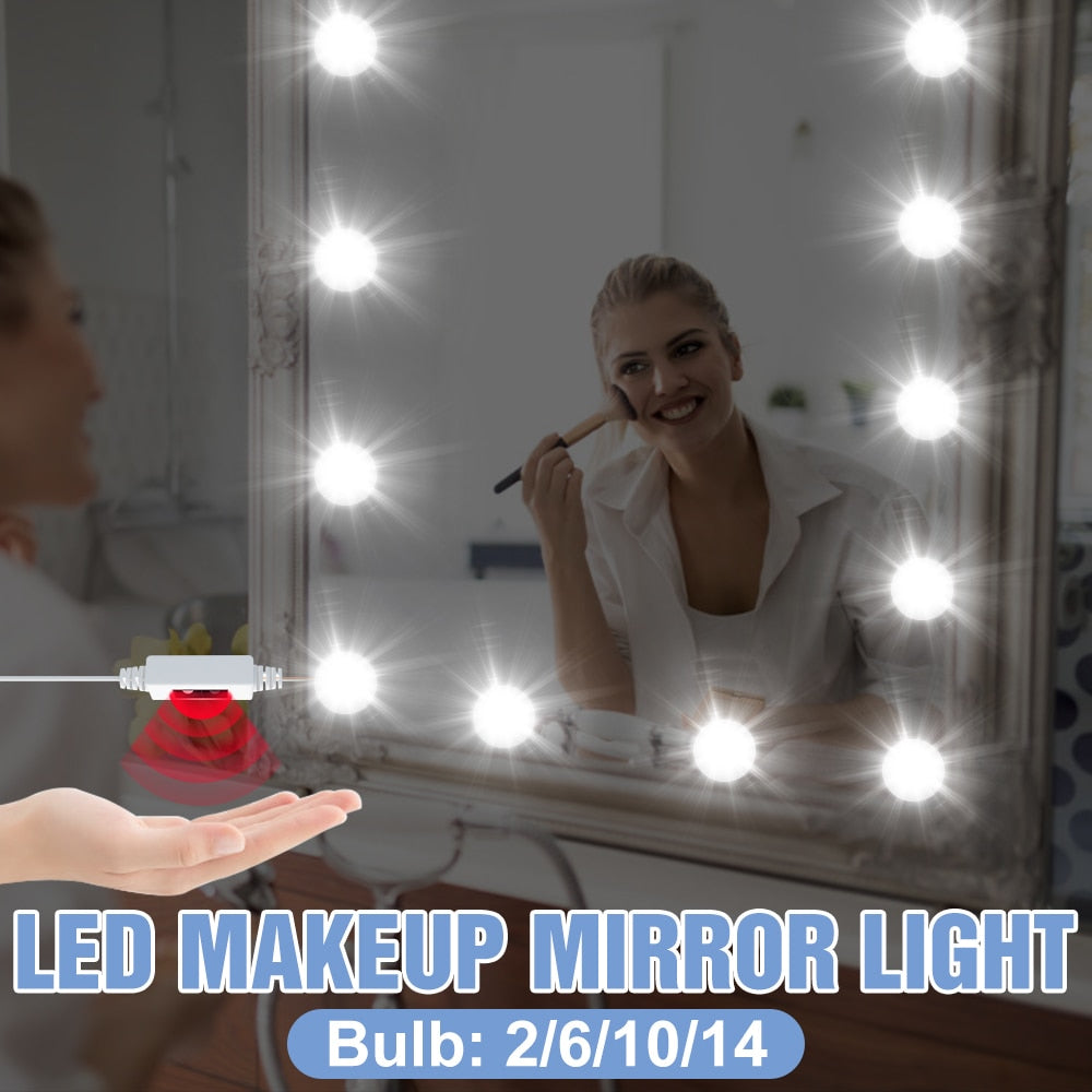 5V Led Makeup Mirror Light Bulb LED Vanity Lights USB Wall Lamp Hand Sweep Motion Sensor Smart Dressing Table Makeup Mirror Lamp
