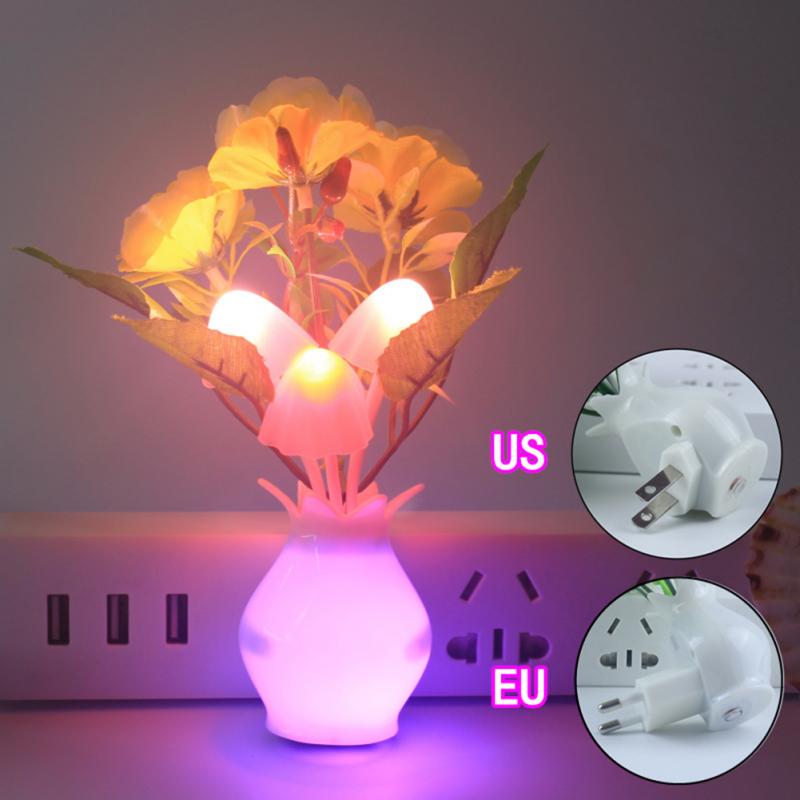 Romantic Flower Smart Light Sensor LED Night Light Sensor Plug-in Wall Lamp Home Illumination Decor Home Illumination US/EU Plug