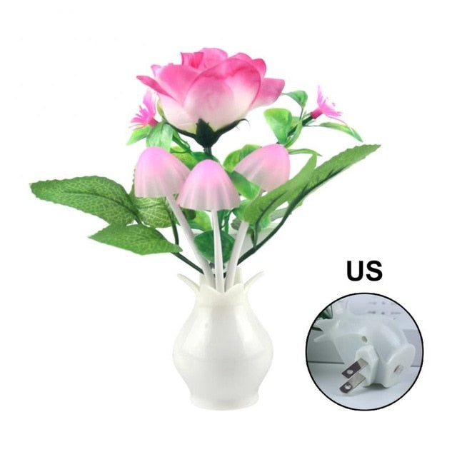 Romantic Flower Smart Light Sensor LED Night Light Sensor Plug-in Wall Lamp Home Illumination Decor Home Illumination US/EU Plug