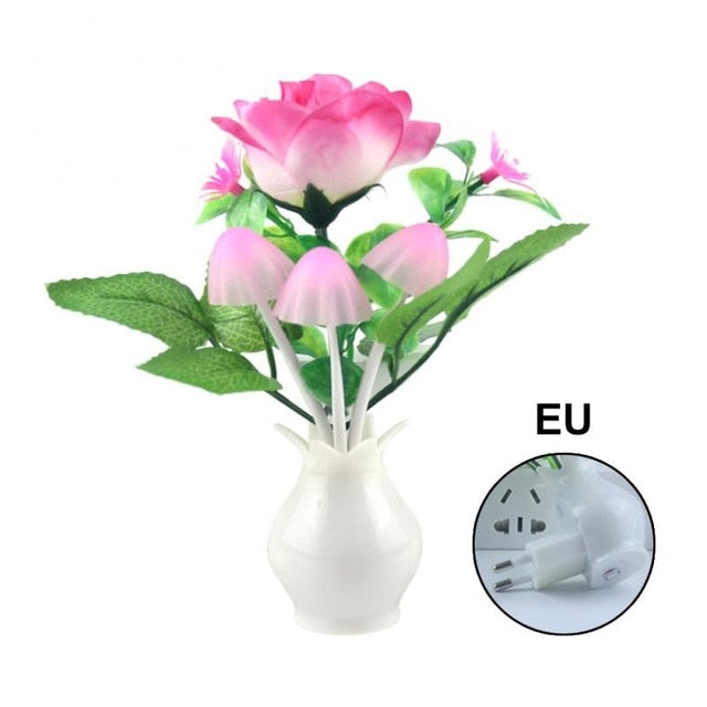 Romantic Flower Smart Light Sensor LED Night Light Sensor Plug-in Wall Lamp Home Illumination Decor Home Illumination US/EU Plug