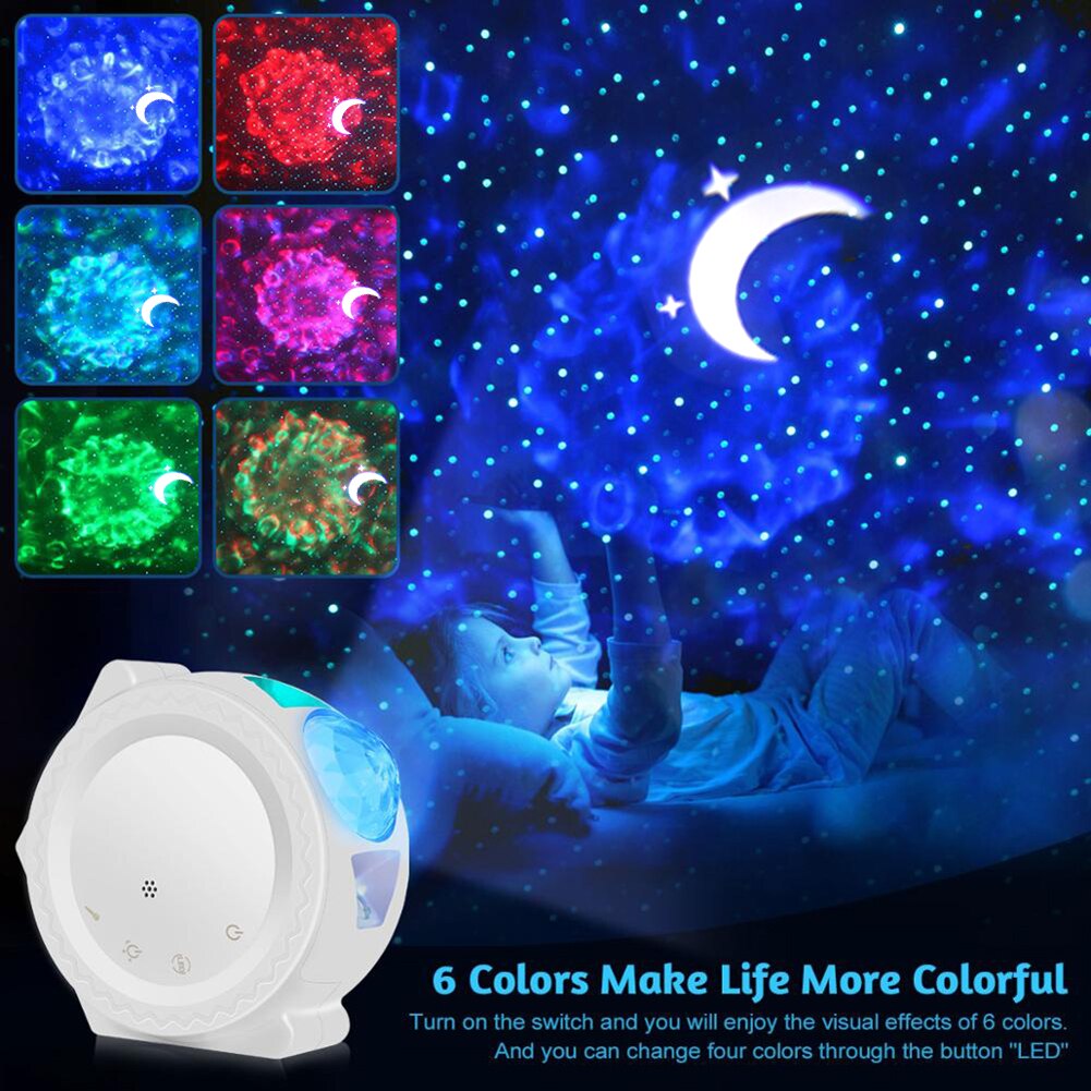 Children Bedroom Star Night Lamp Smart Starry Projection Lamp Ocean Wave Sky Night Light LED Moon Clound Lights
